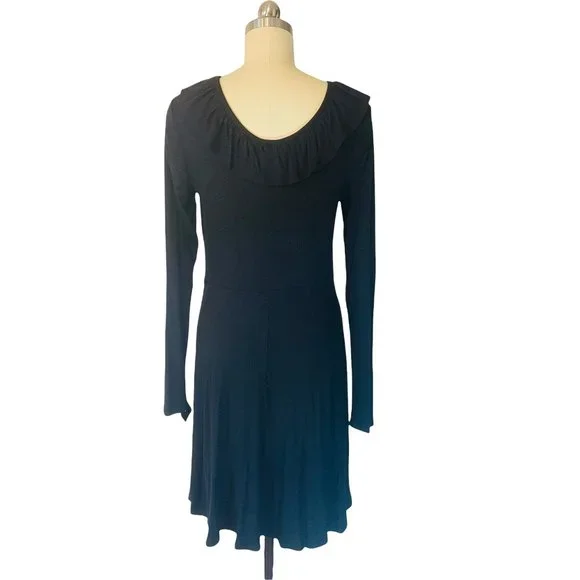 art class | Dresses | Target Art Class Black Dress Ribbed Fit Flare Ruffle  Neck Ls Sz Xxl 8 Nwt | Poshmark